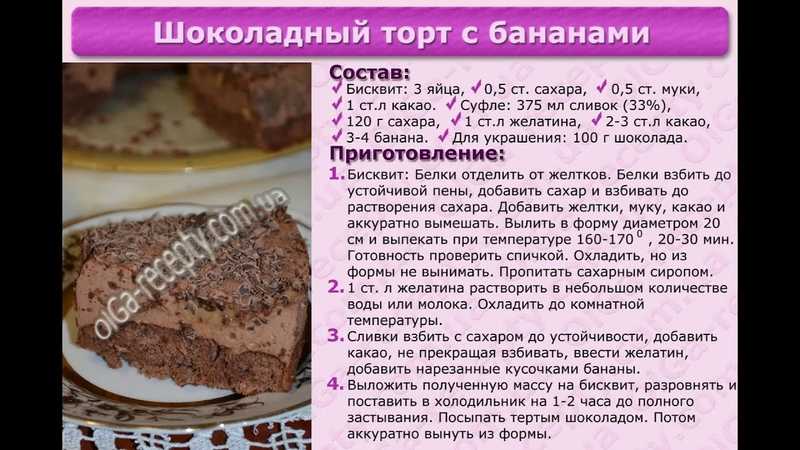 Шоколадный торт с бананами рецепт с фото пошагово - 1000.menu