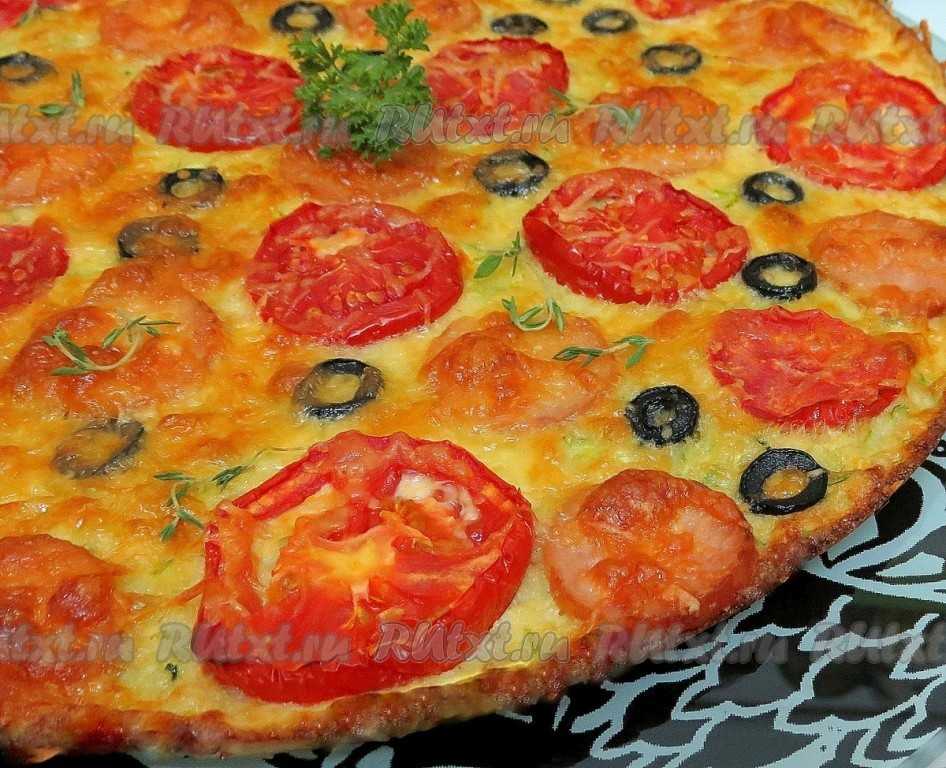 Пицца из кабачка с колбасой мукой