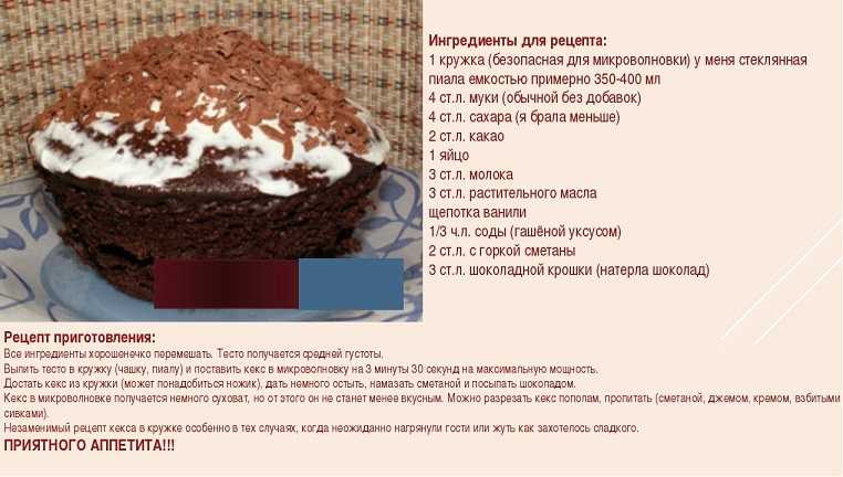 Шоколадный кекс в микроволновке — 10 быстрых рецептов
