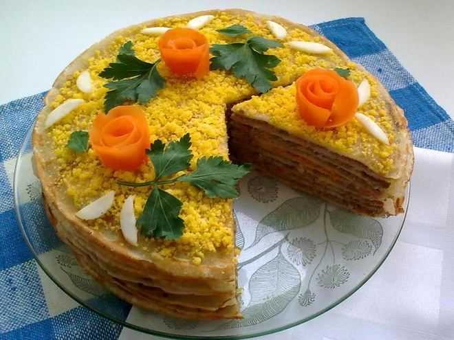 Печеночно блинный торт - лучшие народные рецепты еды от сafebabaluba.ru