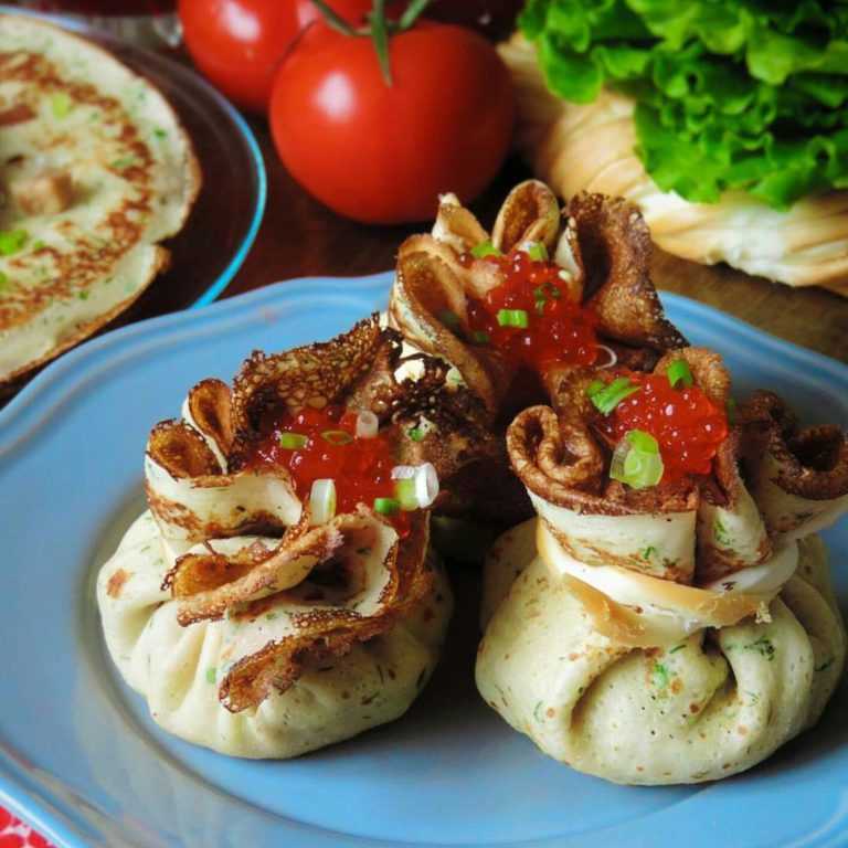 Блинные узелки с курицей и грибами#масленица2021 - рецепты от шефа