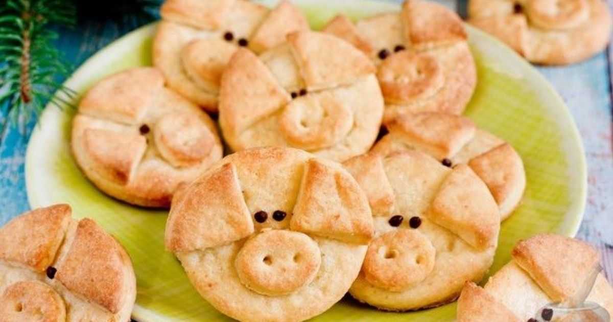 Новогоднее песочное печенье свинки, пошаговый рецепт с фото