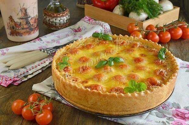 Открытый пирог киш куриный с грибами