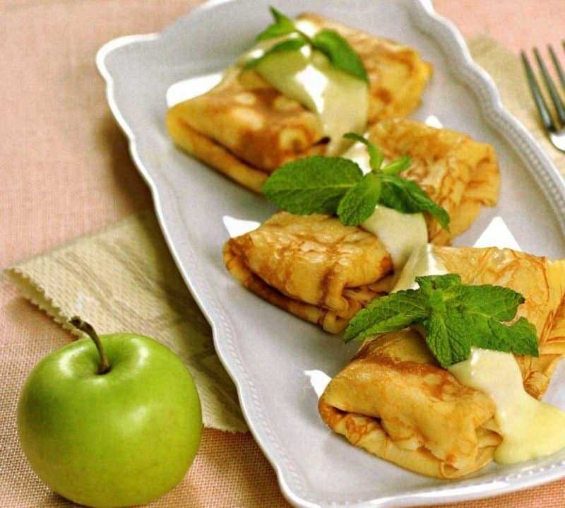 Блинчики с яблоками рецепт с фото пошагово