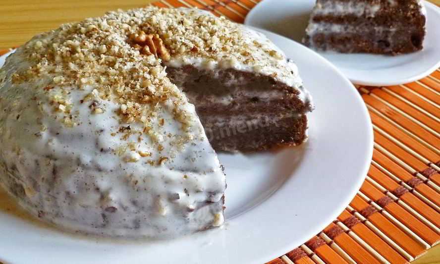 Торт сметанный с орехами — пошаговый рецепт с фото