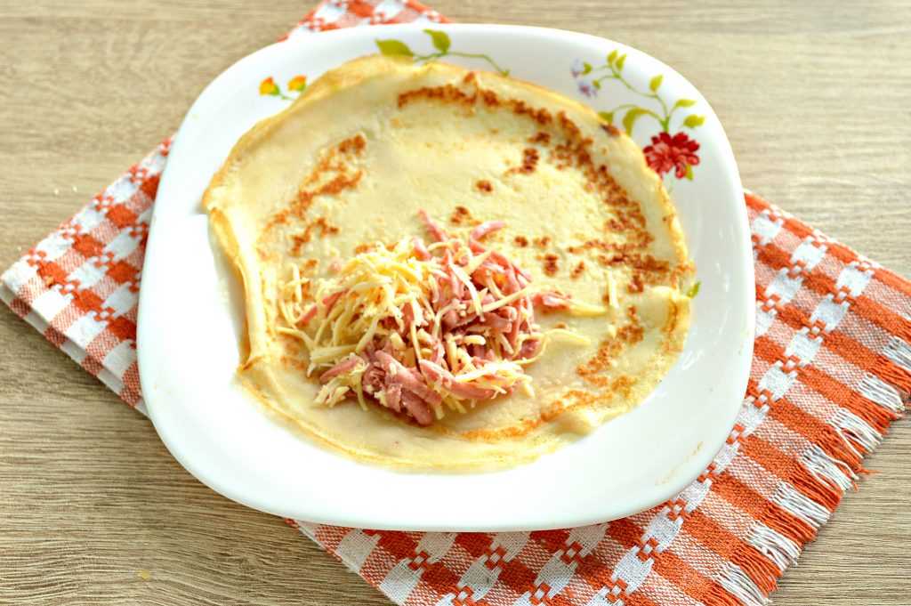 Блинчики с колбасой и сыром: рецепт пошаговый с фото. | меню недели