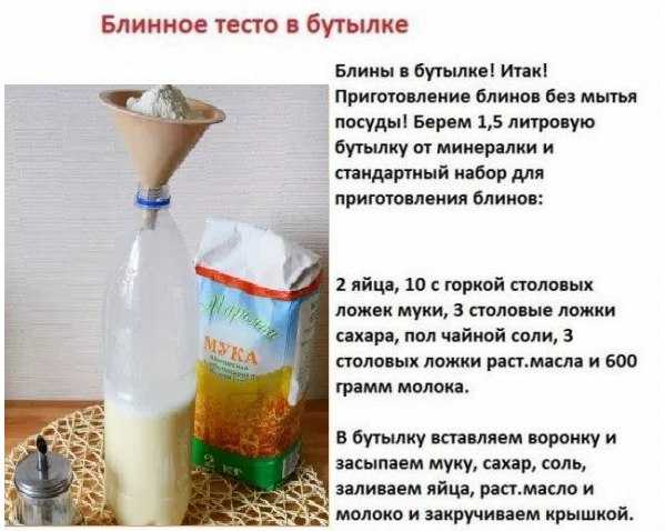 Рецепт быстрого приготовления блинов в бутылке