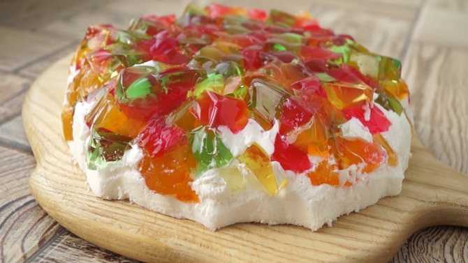 Торт битое стекло 8 разных рецептов с фото пошагово с бисквитом, фруктами, и желе