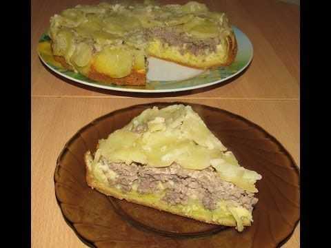 Заливной пирог с фаршем и картофелем - кушаем вкусно