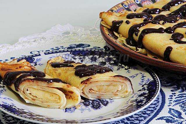 Блины с бананом и шоколадом – рецепт с пошаговым фото