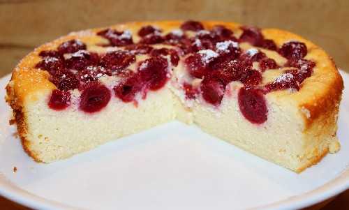 Пирог с вишней и творогом открытый рецепт с фото пошагово - 1000.menu