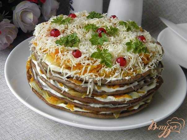 Блинный торт из печени с начинкой. пошаговый рецепт с фото — ботаничка.ru
