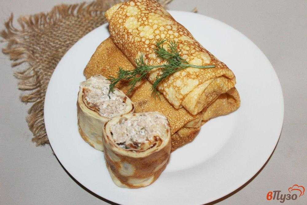 Блины с мясным фаршем свинина говядина рецепт с фото пошагово - 1000.menu