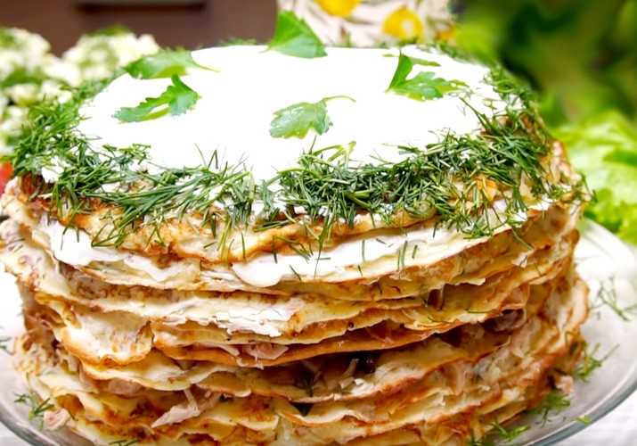 Блинный торт с курицей и грибами: рецепт с фото | как приготовить на webpudding.ru