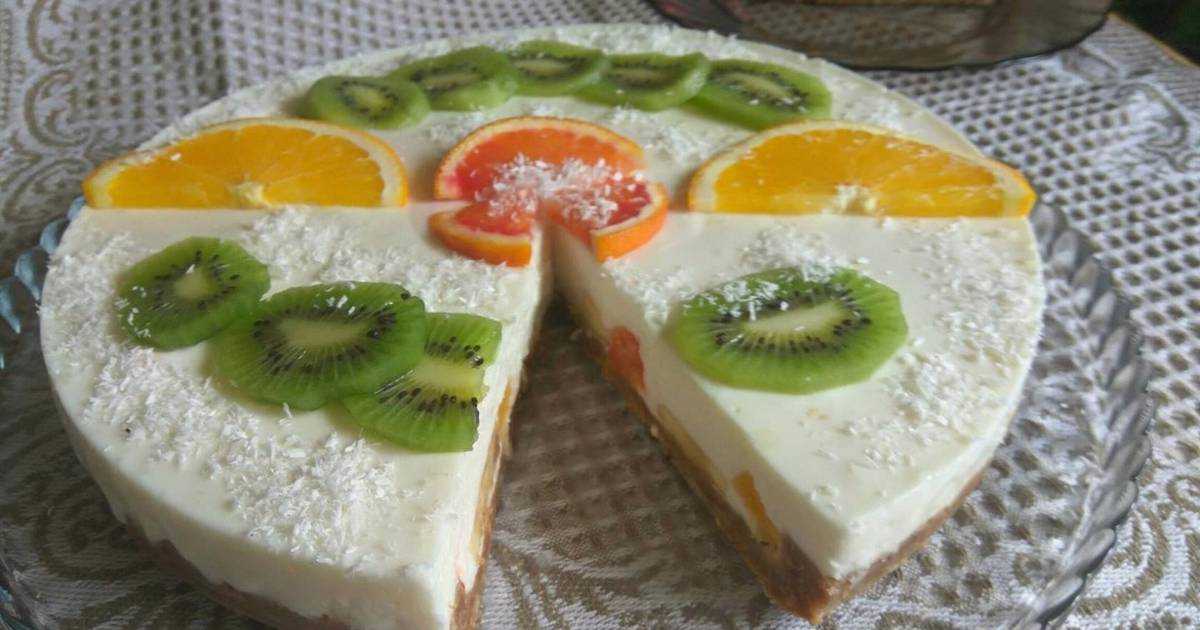 Рецепты торт творожный с фруктами