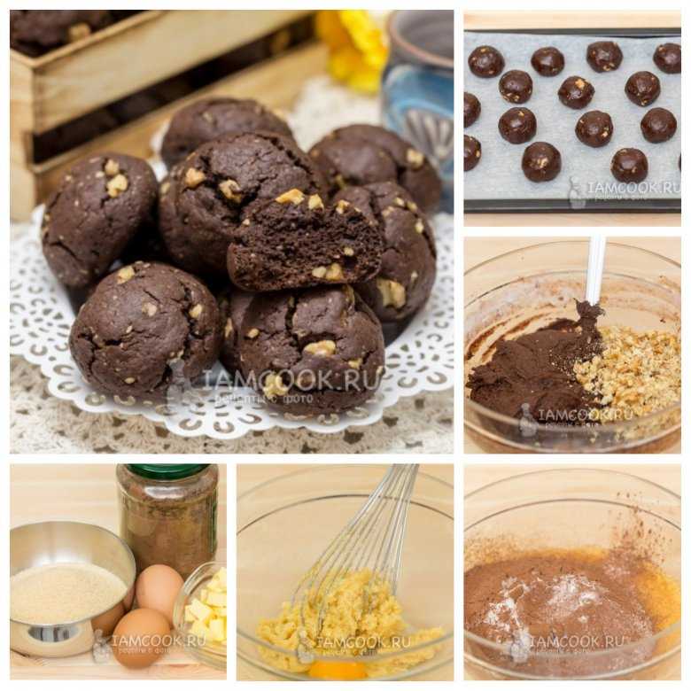 Читайте все тонкости приготовления блюда Шоколадно-ореховое печенье  пошаговые фото, комментарии, советы, похожие рецепты, порядок приготовления, состав