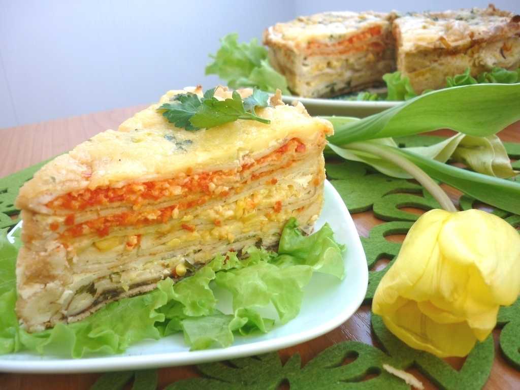 Блинный торт с грибами и сыром - рецепт с фото пошагово