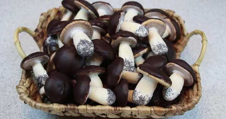 Печенье "грибочки" с шоколадной шляпкой и маковой ножкой - рецепт с фото пошагово