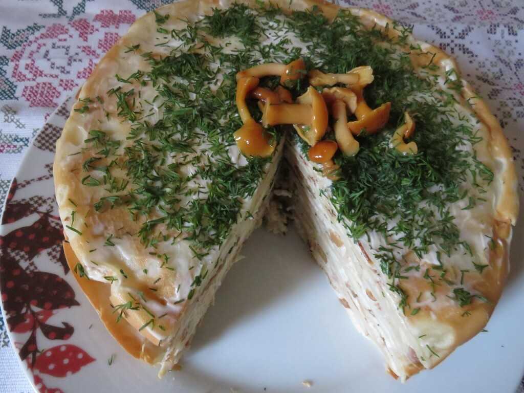 Блинный пирог с грибами, сыром и овощами в духовке - пошагово, как приготовить блинный пирог, рецепт с фото